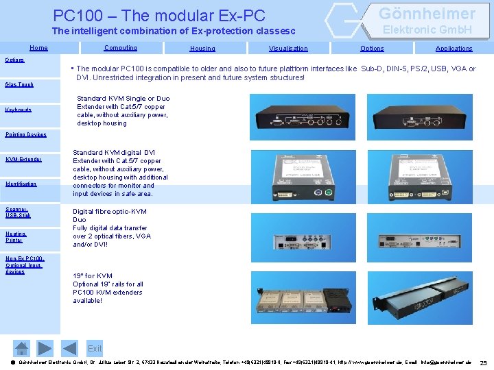 Gönnheimer PC 100 – The modular Ex-PC The intelligent combination of Ex-protection classesc Home