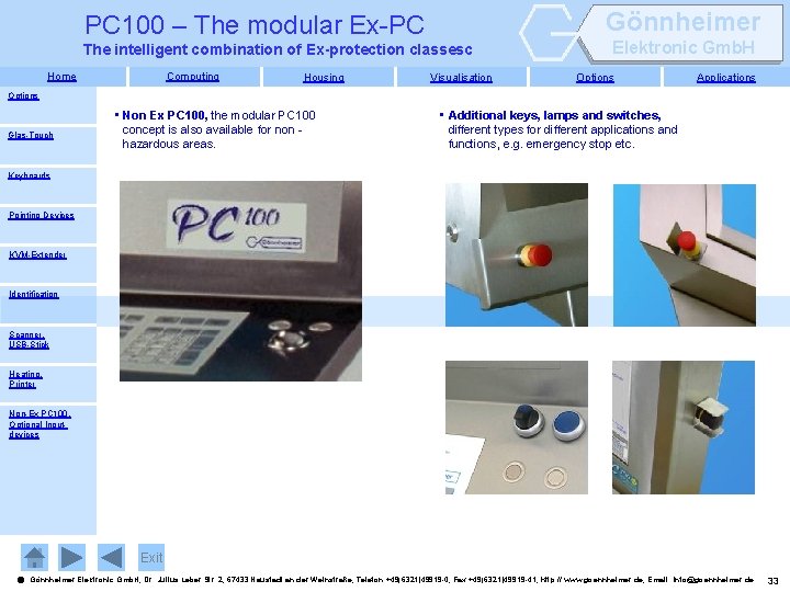 Gönnheimer PC 100 – The modular Ex-PC The intelligent combination of Ex-protection classesc Home