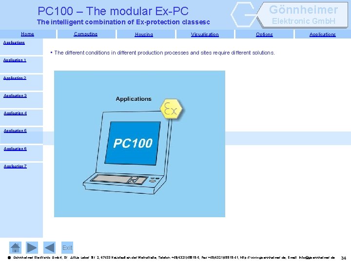 Gönnheimer PC 100 – The modular Ex-PC The intelligent combination of Ex-protection classesc Home