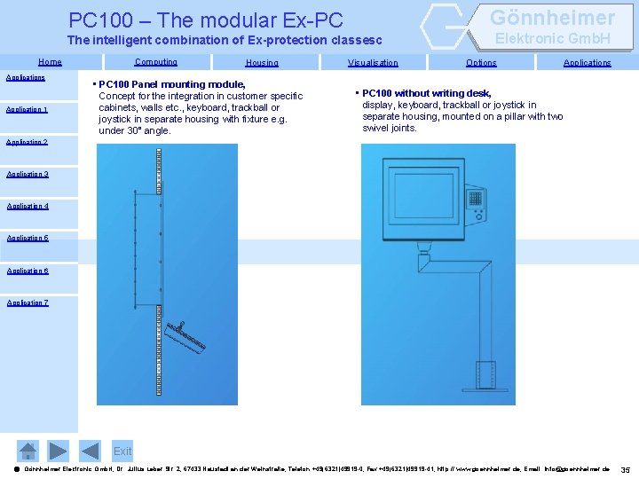 Gönnheimer PC 100 – The modular Ex-PC The intelligent combination of Ex-protection classesc Home