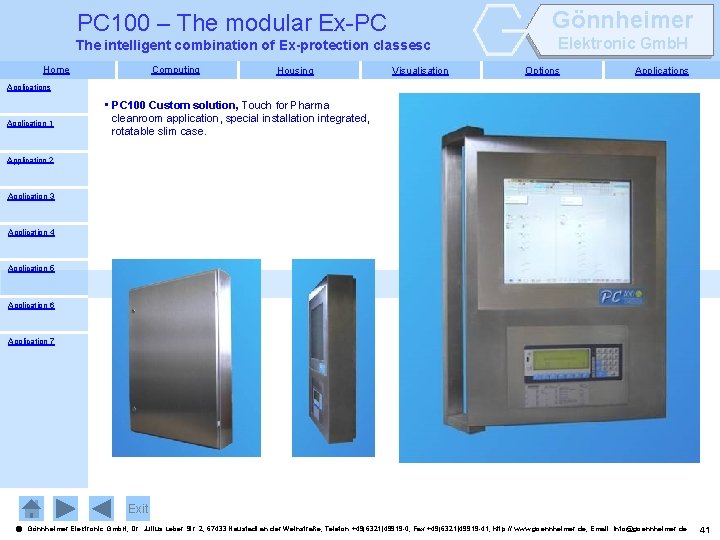 Gönnheimer PC 100 – The modular Ex-PC The intelligent combination of Ex-protection classesc Home