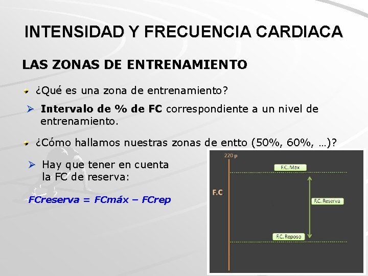 INTENSIDAD Y FRECUENCIA CARDIACA LAS ZONAS DE ENTRENAMIENTO ¿Qué es una zona de entrenamiento?