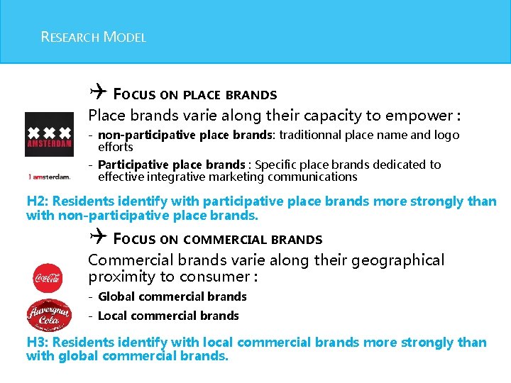 RESEARCH MODEL Q FOCUS ON PLACE BRANDS Place brands varie along their capacity to RESEARCH MODEL Q FOCUS ON PLACE BRANDS Place brands varie along their capacity to