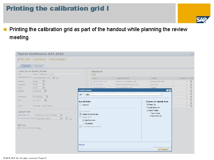 Printing the calibration grid I n Printing the calibration grid as part of the