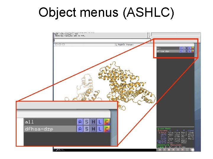 Object menus (ASHLC) Object menus (ASHLC)