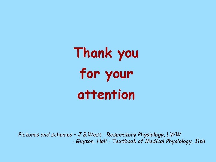 Thank you for your attention Pictures and schemes – J. B. West - Respiratory