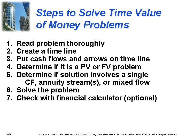 Steps to Solve Time Value of Money Problems 1. 2. 3. 4. 5. Read Steps to Solve Time Value of Money Problems 1. 2. 3. 4. 5. Read