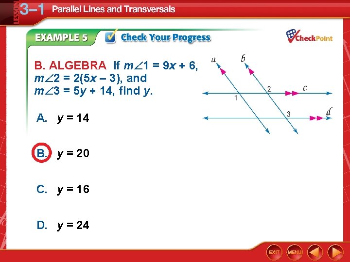 B. ALGEBRA If m 1 = 9 x + 6, m 2 = 2(5