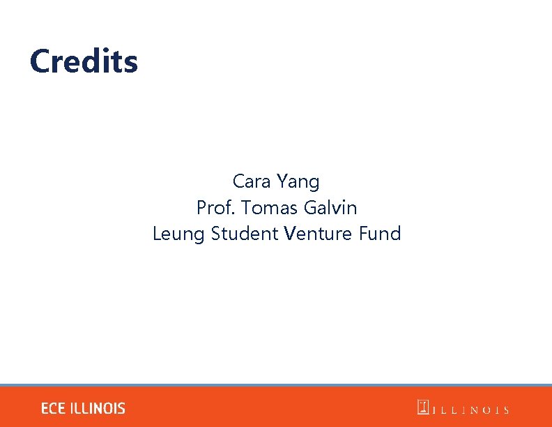 Credits Cara Yang Prof. Tomas Galvin Leung Student Venture Fund 