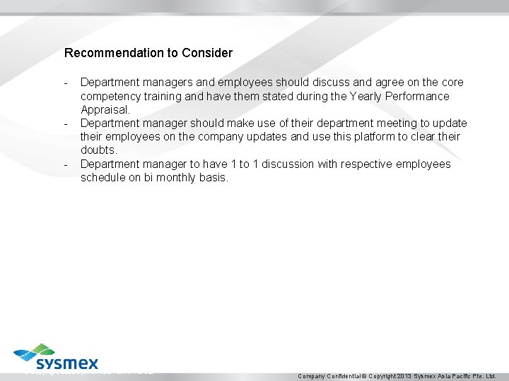 Recommendation to Consider - Department managers and employees should discuss and agree on the