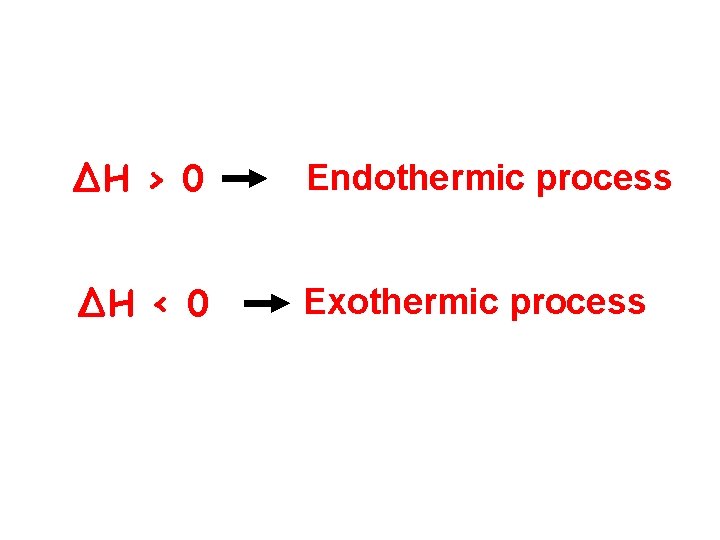 ∆H › 0 Endothermic process ∆H ‹ 0 Exothermic process 