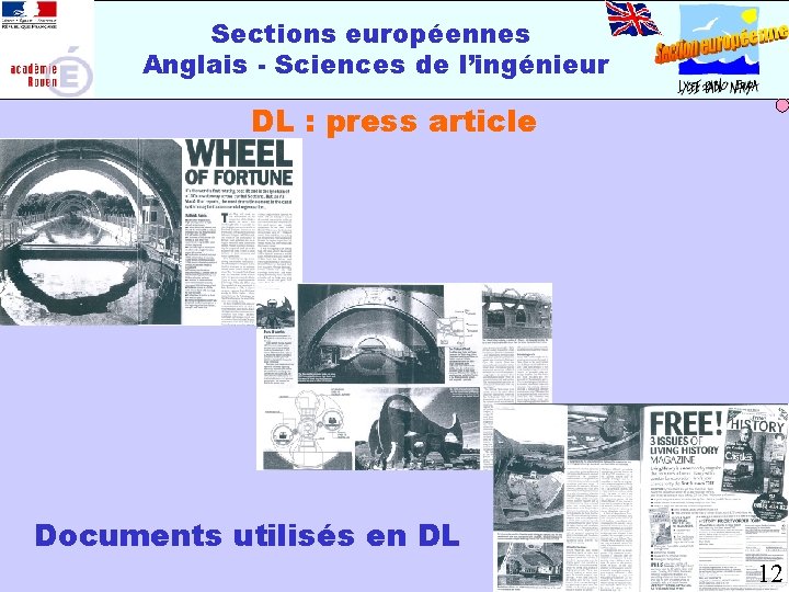 Sections européennes Anglais - Sciences de l’ingénieur DL : press article Documents utilisés en