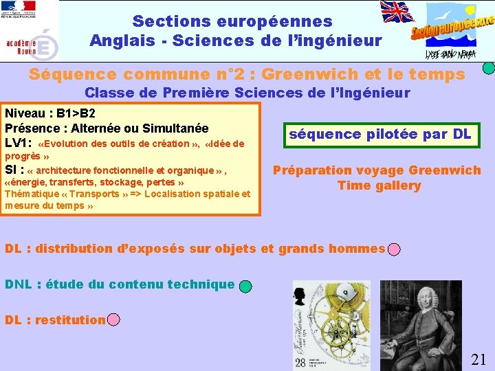 Sections européennes Anglais - Sciences de l’ingénieur Séquence commune n° 2 : Greenwich et