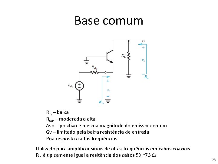 Base comum Rin – baixa Rout – moderada a alta Avo – positivo e Base comum Rin – baixa Rout – moderada a alta Avo – positivo e