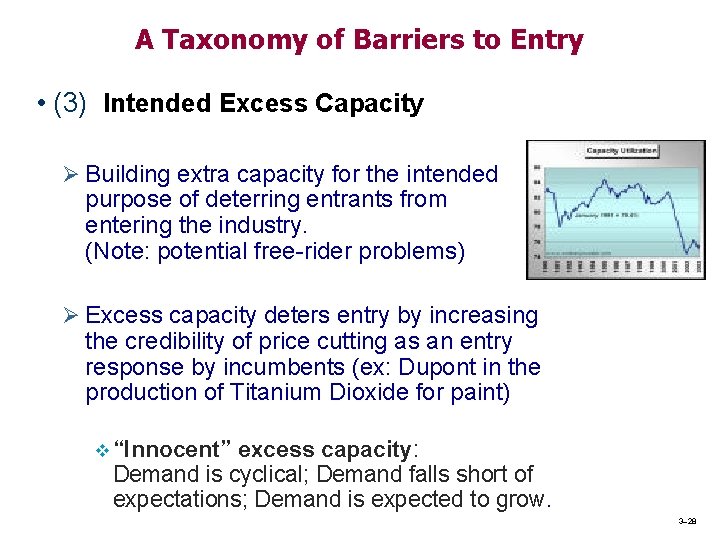 A Taxonomy of Barriers to Entry • (3) Intended Excess Capacity Ø Building extra A Taxonomy of Barriers to Entry • (3) Intended Excess Capacity Ø Building extra