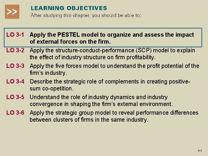 LO 3 -1 Apply the PESTEL model to organize and assess the impact of LO 3 -1 Apply the PESTEL model to organize and assess the impact of
