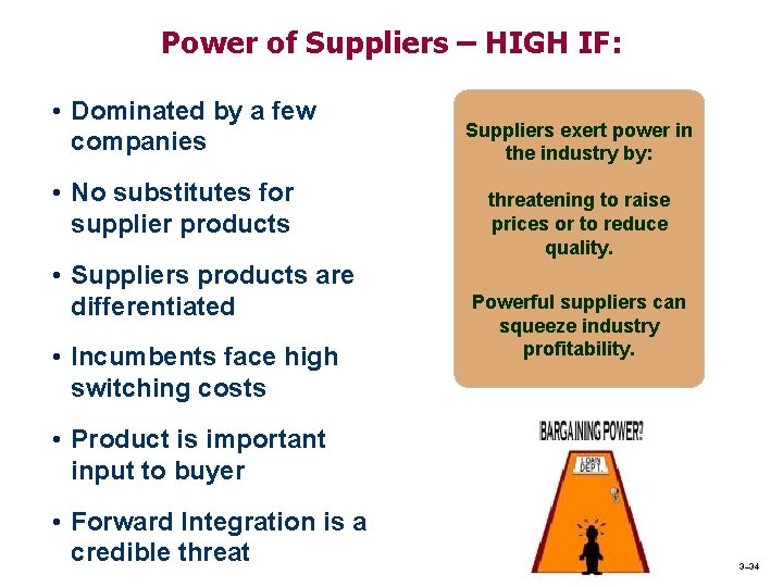 Power of Suppliers – HIGH IF: • Dominated by a few companies • No Power of Suppliers – HIGH IF: • Dominated by a few companies • No