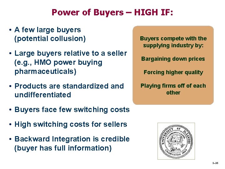 Power of Buyers – HIGH IF: • A few large buyers (potential collusion) • Power of Buyers – HIGH IF: • A few large buyers (potential collusion) •