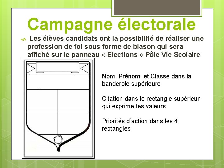 Campagne électorale Les élèves candidats ont la possibilité de réaliser une profession de foi