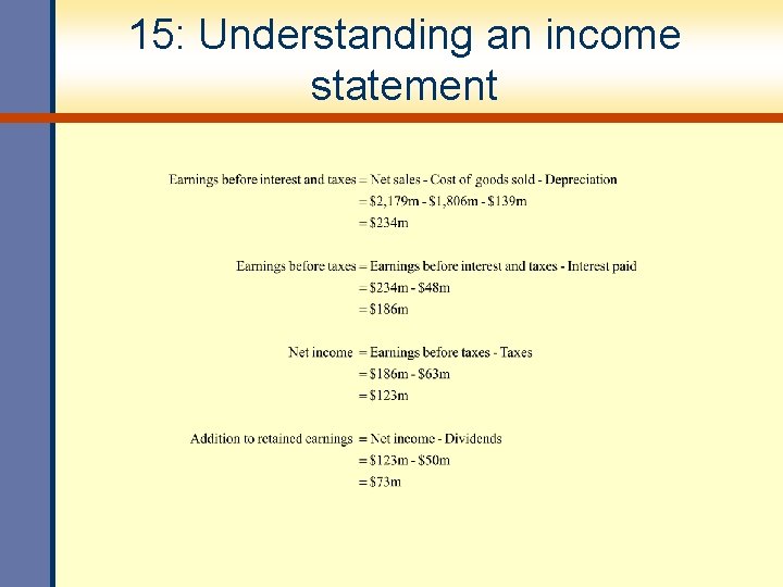 15: Understanding an income statement 15: Understanding an income statement