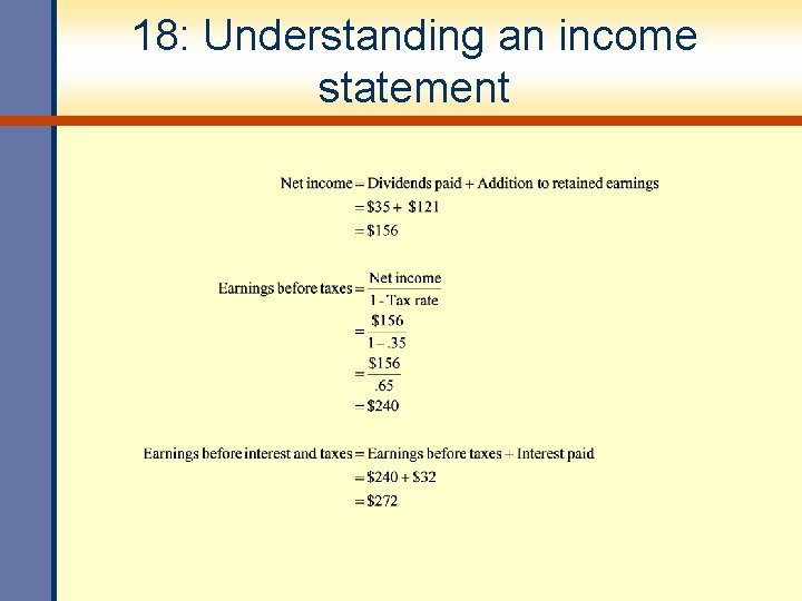 18: Understanding an income statement 18: Understanding an income statement