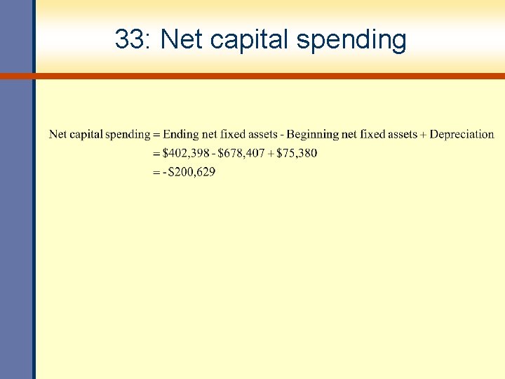 33: Net capital spending 33: Net capital spending