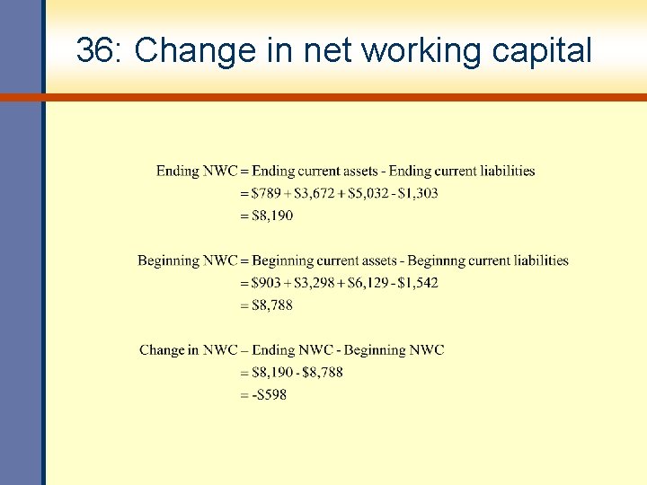 36: Change in net working capital 36: Change in net working capital
