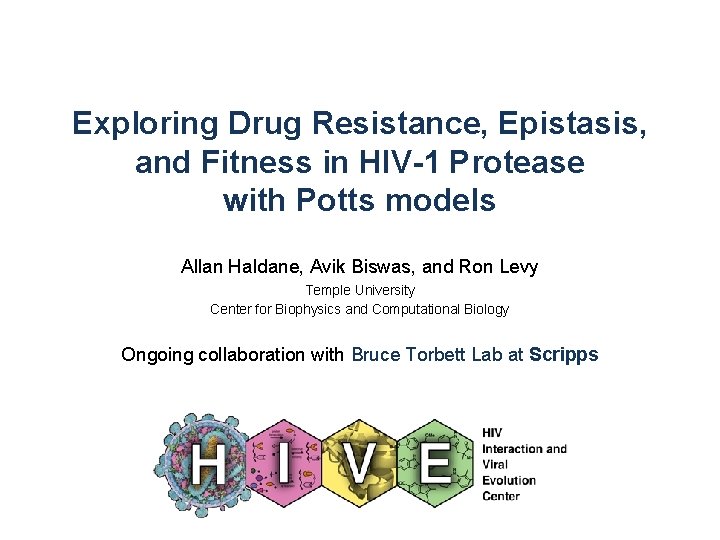 Exploring Drug Resistance, Epistasis, and Fitness in HIV-1 Protease with Potts models Allan Haldane,