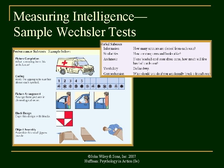 Measuring Intelligence— Sample Wechsler Tests ©John Wiley & Sons, Inc. 2007 Huffman: Psychology in