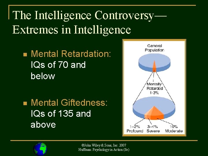 The Intelligence Controversy— Extremes in Intelligence n Mental Retardation: IQs of 70 and below