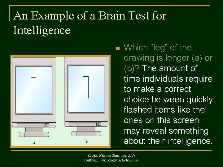 An Example of a Brain Test for Intelligence n Which “leg” of the drawing