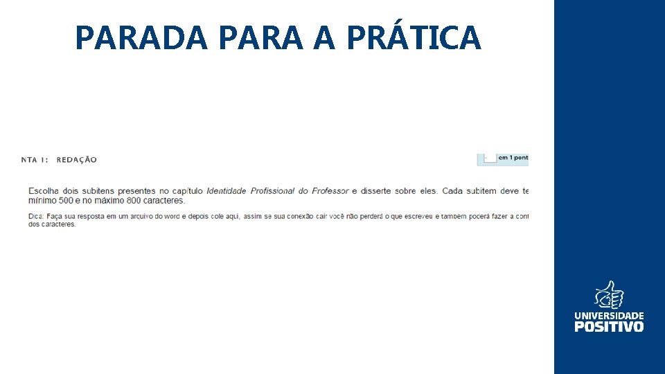 PARADA PARA A PRÁTICA 