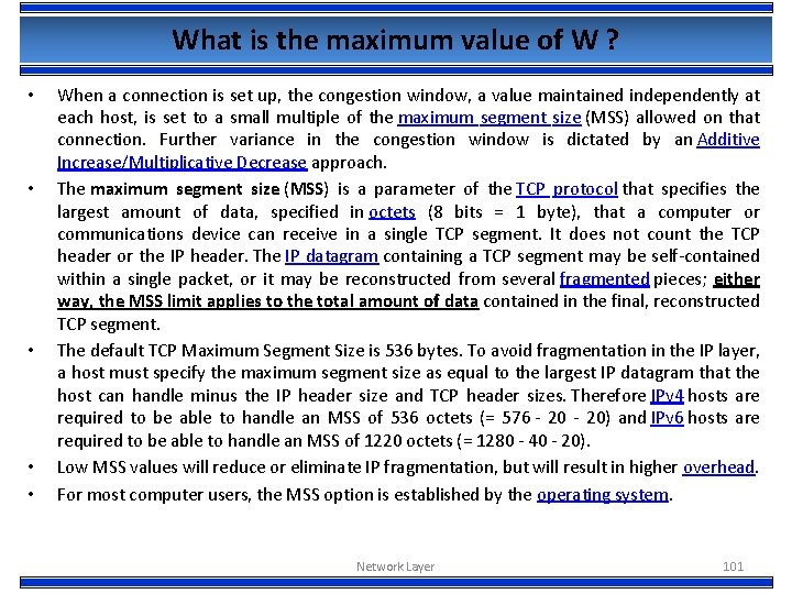 What is the maximum value of W ? • • • When a connection