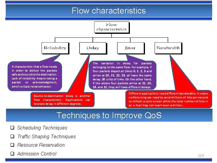 Flow characteristics A characteristic that a flow needs in order to deliver the packets