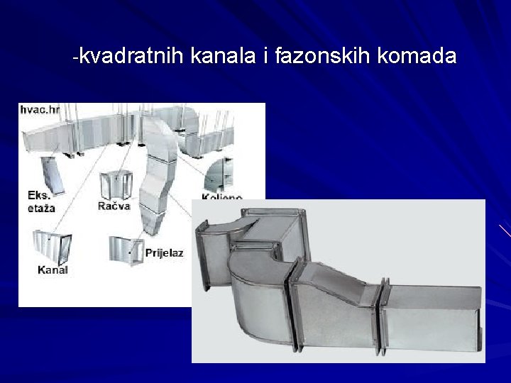 -kvadratnih kanala i fazonskih komada 