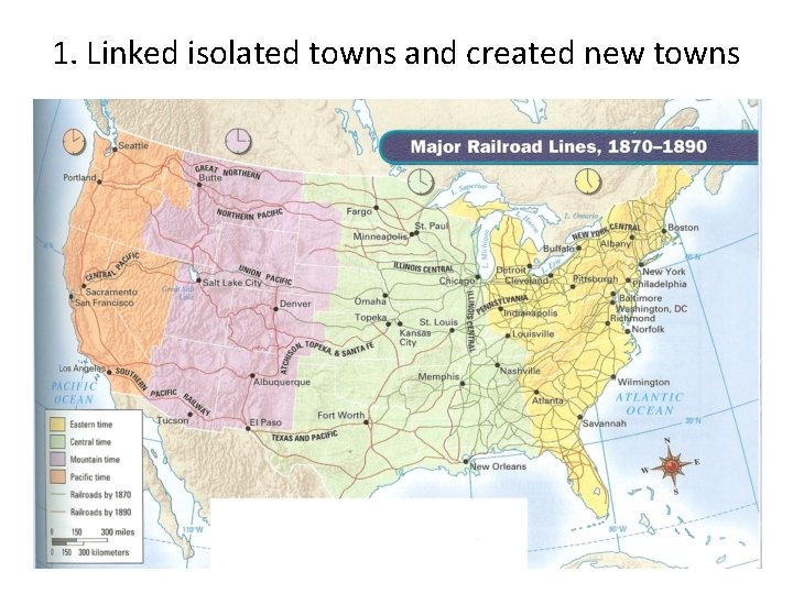 1. Linked isolated towns and created new towns 