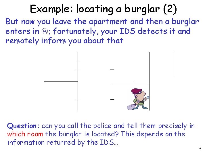 Example: locating a burglar (2) But now you leave the apartment and then a