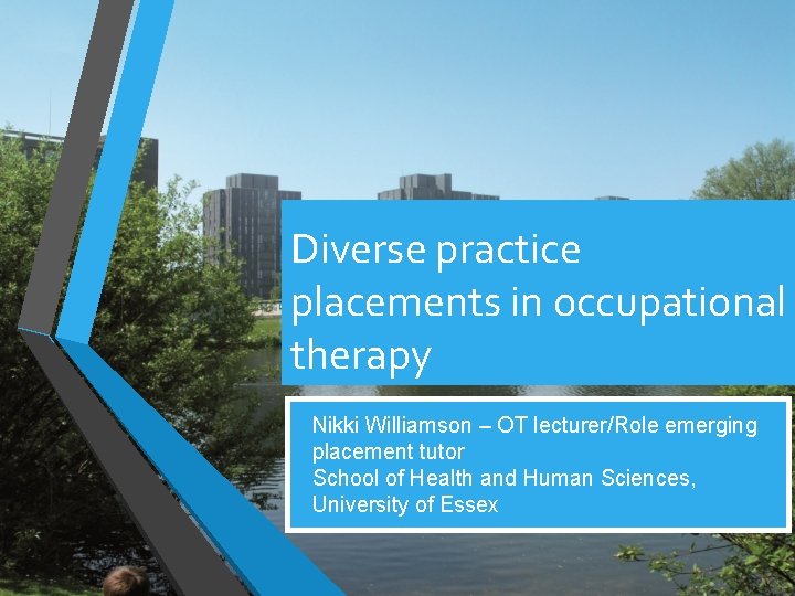 Diverse practice placements in occupational therapy Nikki Williamson – OT lecturer/Role emerging placement tutor