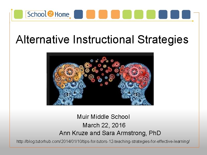 Alternative Instructional Strategies Muir Middle School March 22, 2016 Ann Kruze and Sara Armstrong,