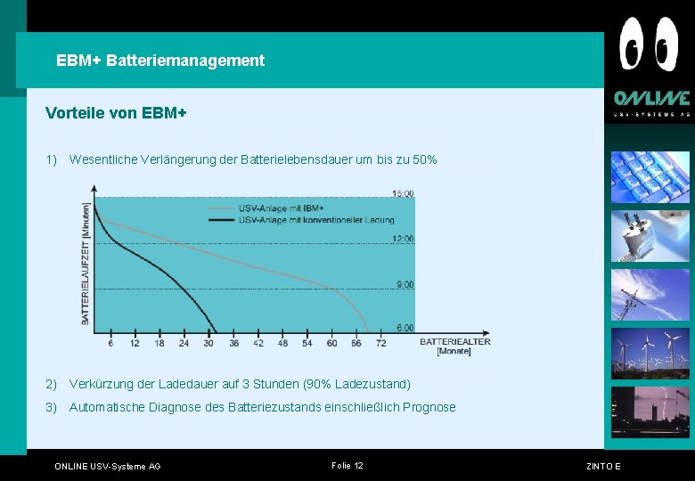 EBM+ Batteriemanagement Vorteile von EBM+ 1) Wesentliche Verlängerung der Batterielebensdauer um bis zu 50% EBM+ Batteriemanagement Vorteile von EBM+ 1) Wesentliche Verlängerung der Batterielebensdauer um bis zu 50%