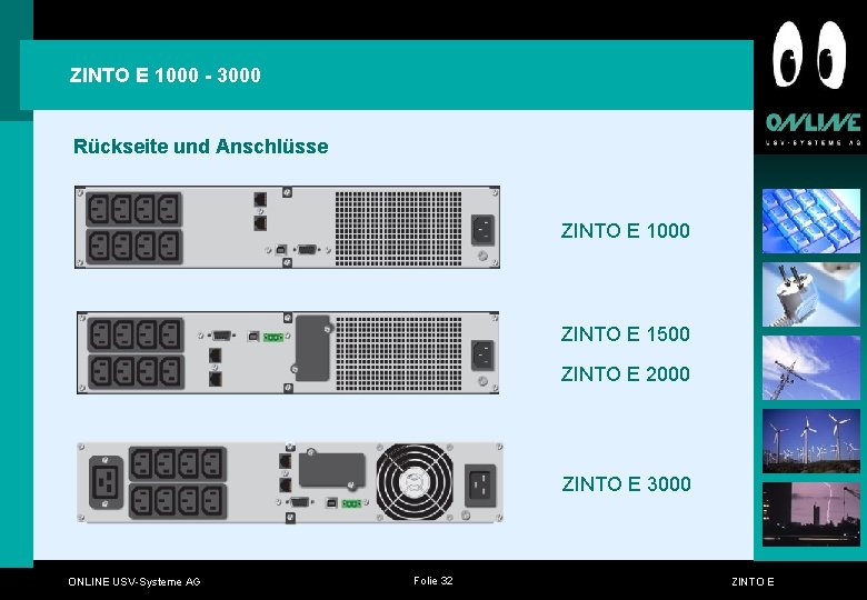 ZINTO E 1000 - 3000 Rückseite und Anschlüsse ZINTO E 1000 ZINTO E 1500 ZINTO E 1000 - 3000 Rückseite und Anschlüsse ZINTO E 1000 ZINTO E 1500