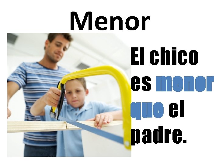 Menor El chico es menor que el padre. 