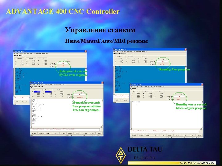 ADVANTAGE 400 CNC Controller Управление станком Home/Manual/Auto/MDI режимы Reference of axis one by one