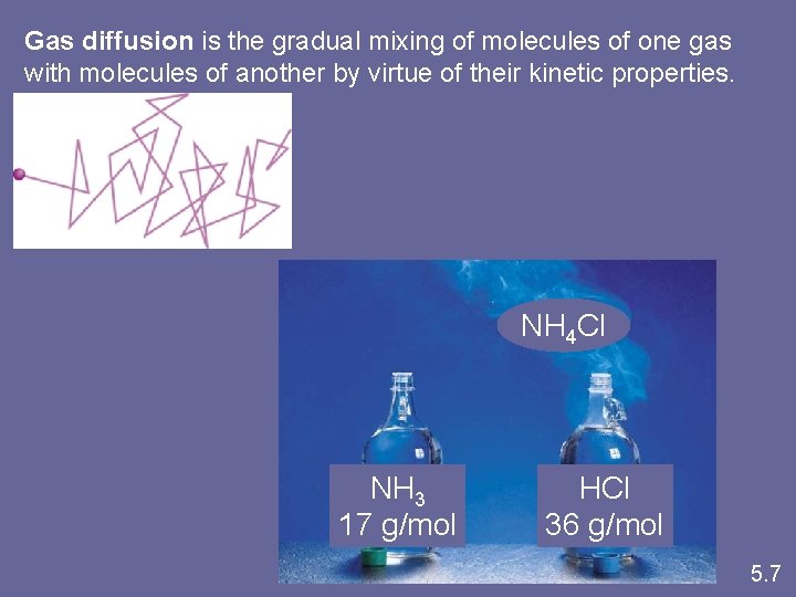 Gas diffusion is the gradual mixing of molecules of one gas with molecules of