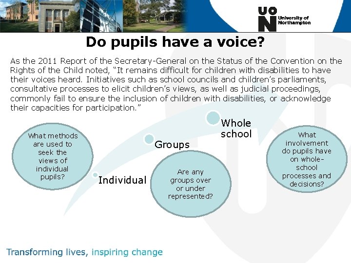 Do pupils have a voice? As the 2011 Report of the Secretary-General on the