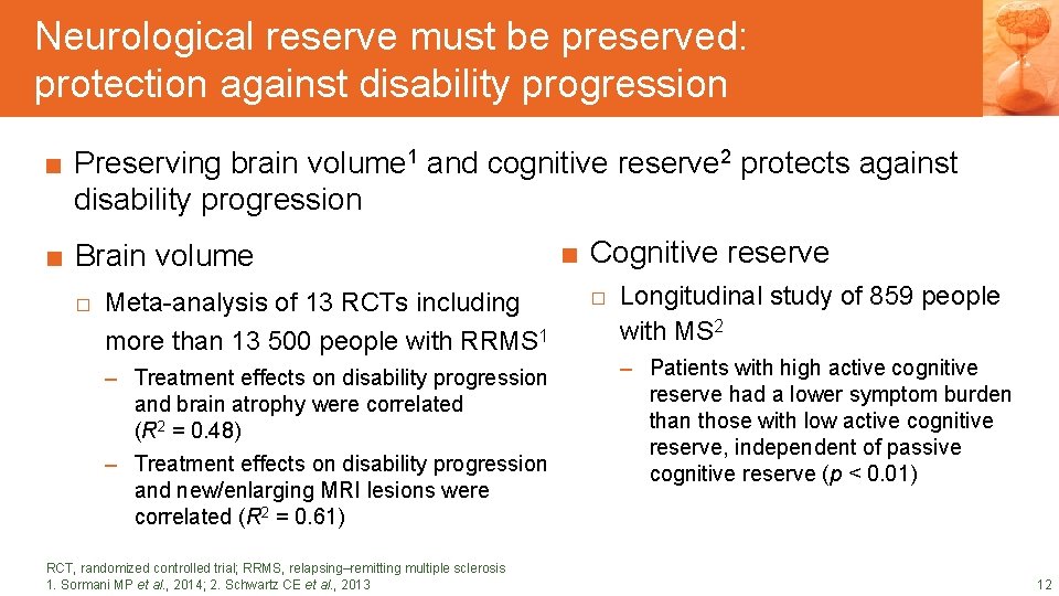 Neurological reserve must be preserved: DRAFT SLIDES protection against disability progression DRAFT SLIDES ■