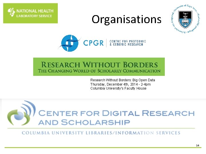 Organisations Research Without Borders: Big Open Data Thursday, December 4 th, 2014 - 2