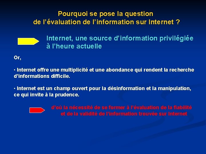 Pourquoi se pose la question de l’évaluation de l’information sur Internet ? Internet, une