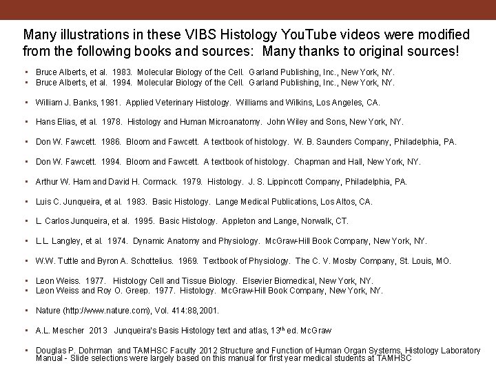 Many illustrations in these VIBS Histology You. Tube videos were modified from the following