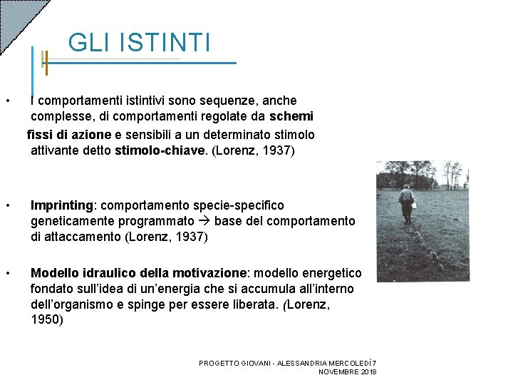 GLI ISTINTI • I comportamenti istintivi sono sequenze, anche complesse, di comportamenti regolate da GLI ISTINTI • I comportamenti istintivi sono sequenze, anche complesse, di comportamenti regolate da